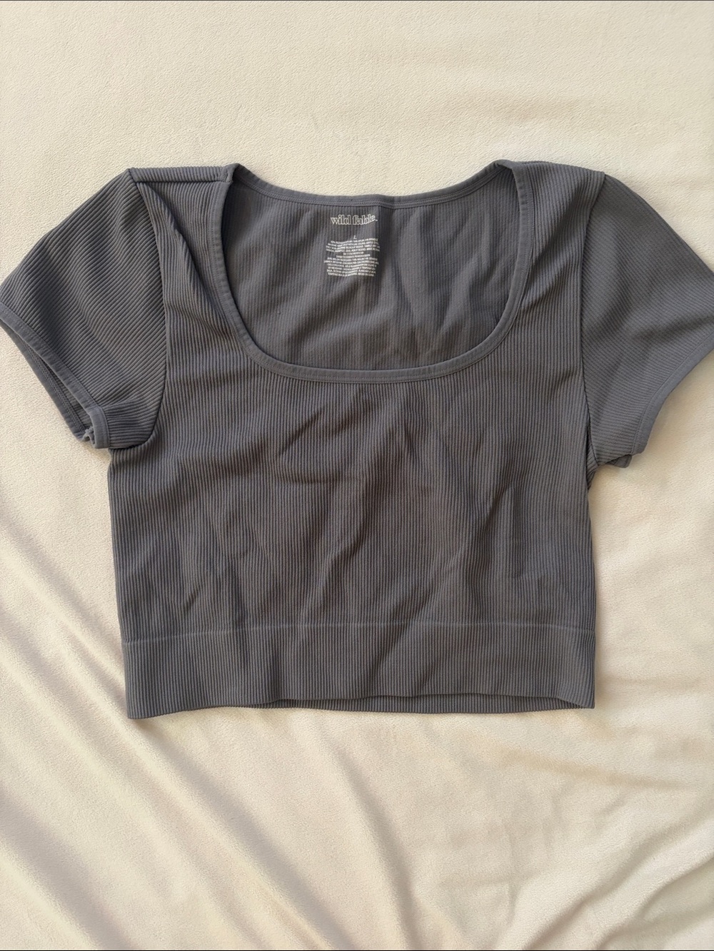 wild fable Ribbed Scoop Crop Top - Gray